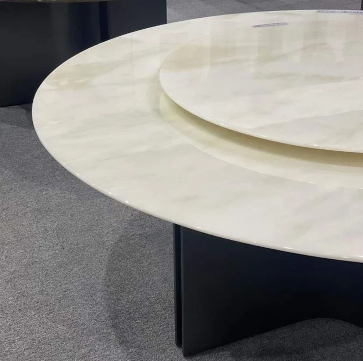 Bianco Milan Marble Coffee Table with lazy susan